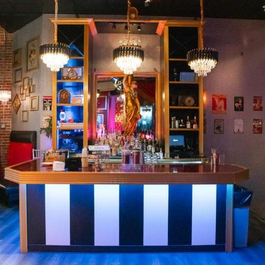 The striped bar at The Boom Boom Room