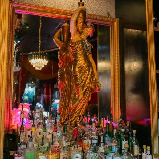 Gold statue at the bar